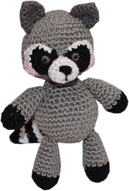 Knit Knacks Rowdy The Trash Panda Raccoon  Organic Cotton Small Dog Toy